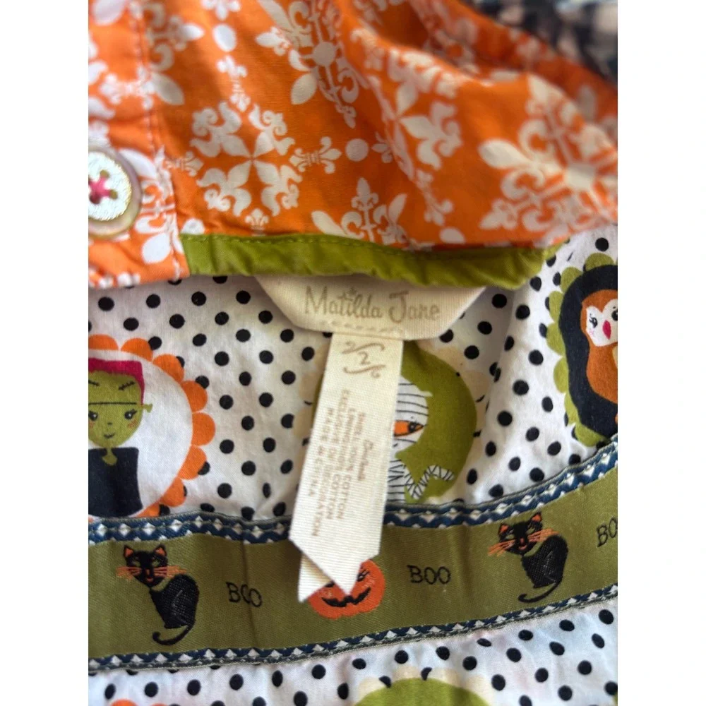 Matilda Jane Halloween Under My Spell Dress Girls Size 2 Polka Dot Pumpkin Ghost